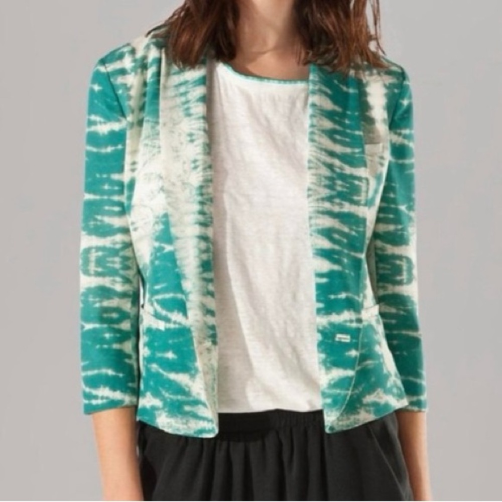 Maje Comtesse Green Watercolour Tie-Dye Blazer
